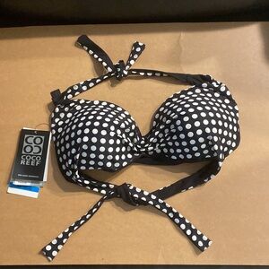 Coco Reef Women’s Bra-Sized Swimwear Polka Dot Cast- Blk w/Underwire 36/38DD NWT